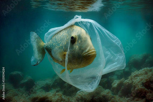 Umweltverschmutzung durch Plastikmüll im Meer. Gefahr für die Meeresbewohner