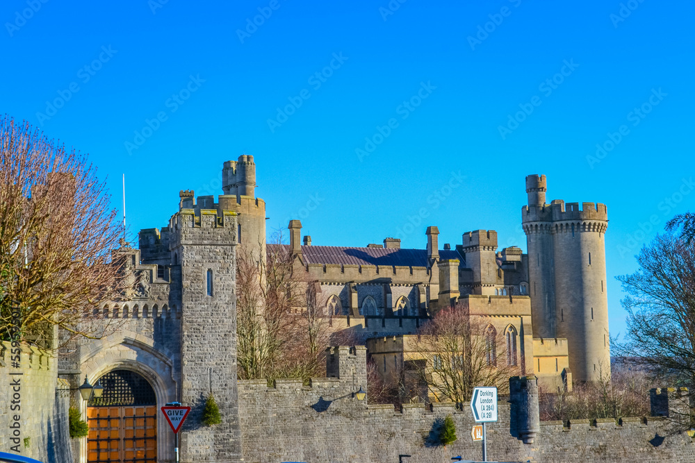 UK, Arundel, 02.01.2023: Castle walls of Arundel castle