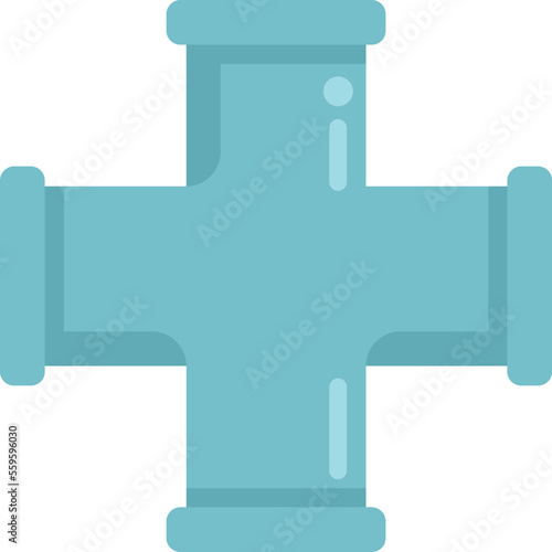 Cross pipe icon flat vector. Water pipeline. Service drain isolated