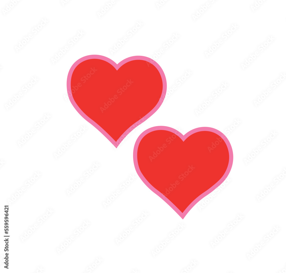 two love hearts vector illustration. relationship or valentines love symbol. 