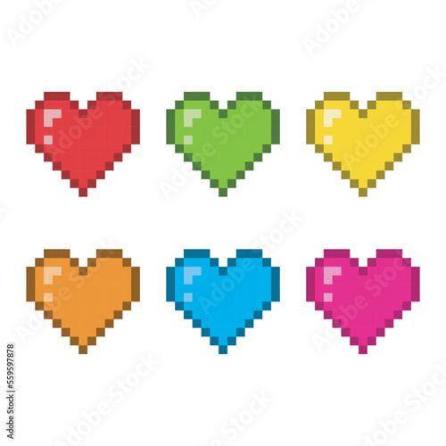 Colorful hearts, pixel art love