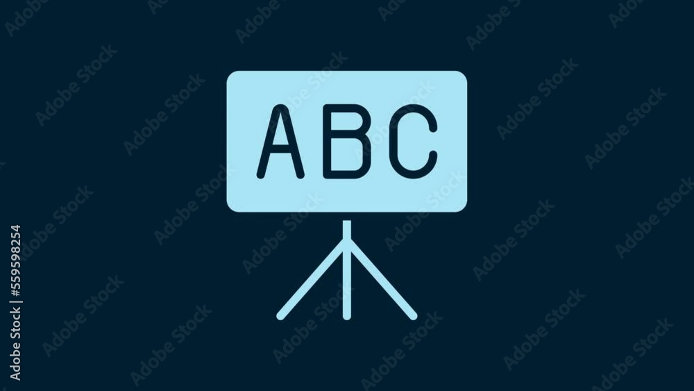 White Chalkboard icon isolated on blue background. School Blackboard sign. 4K Video motion graphic animation White Chalkboard icon isolated on blue background. School Blackboard sign. 4K Video motion graphic animation