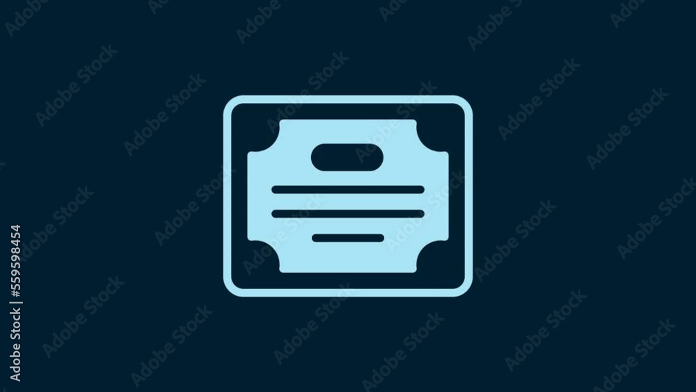 White Certificate template icon isolated on blue background. Achievement, award, degree, grant, diploma concepts. 4K Video motion graphic animation White Certificate template icon isolated on blue background. Achievement, award, degree, grant, diploma concepts. 4K Video motion graphic animation