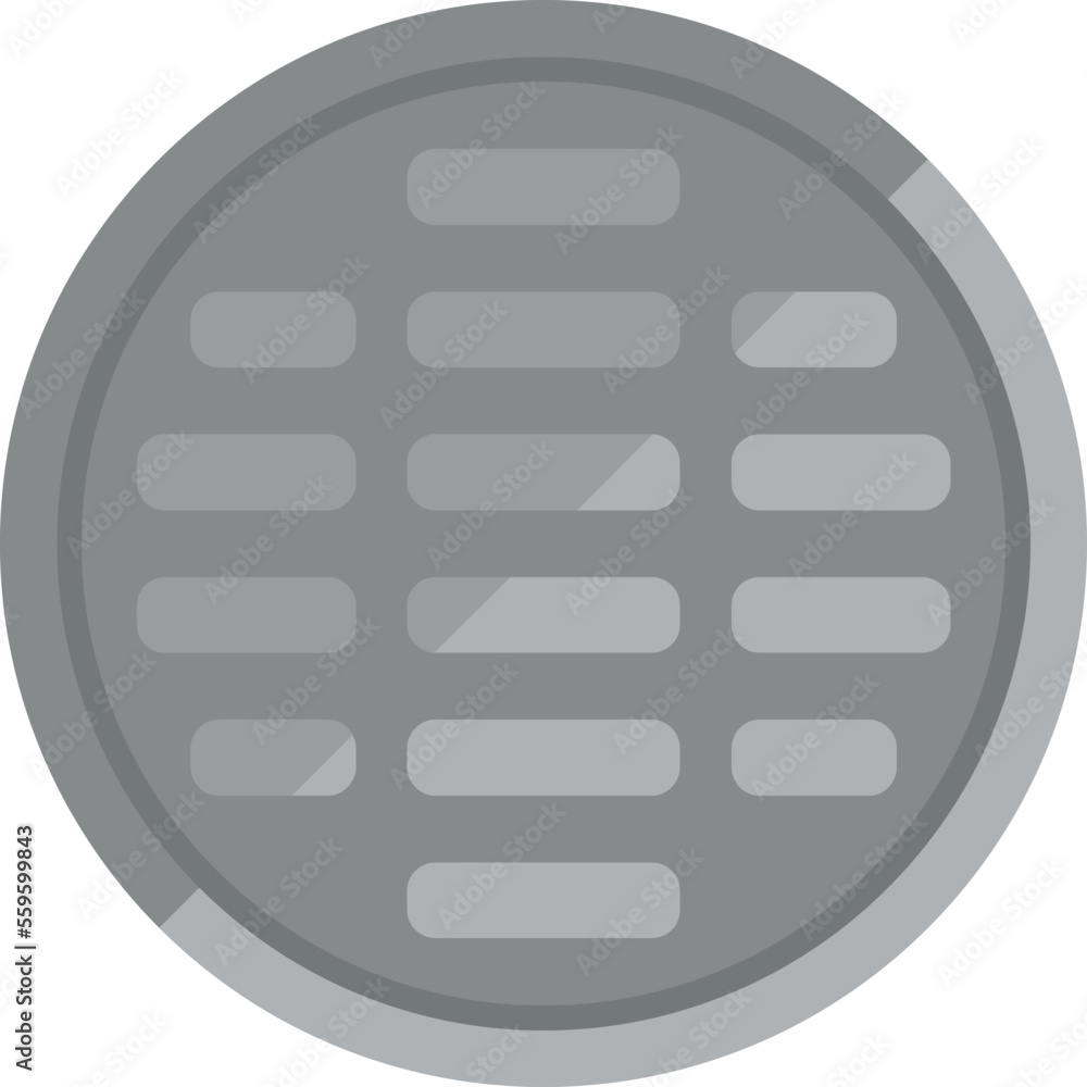 Metallic manhole icon flat vector. City road. Metal steel isolated Metallic manhole icon flat vector. City road. Metal steel isolated