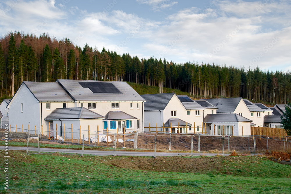 Obraz premium Luxury countryside rural village aerial view from above in Inchmarlo, Aberdeenshire