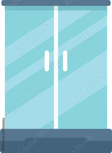 Shower stall icon flat vector. Glass cabin. Door cubicle isolated