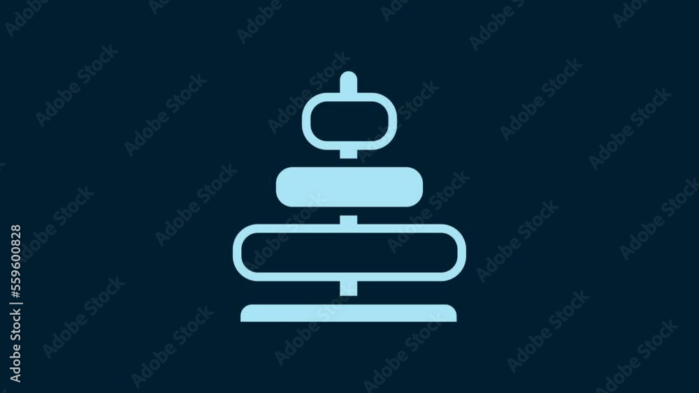 White Pyramid toy icon isolated on blue background. 4K Video motion graphic animation White Pyramid toy icon isolated on blue background. 4K Video motion graphic animation
