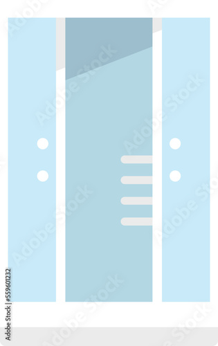 Interior shower cabin icon flat vector. Door glass. Domestic faucet isolated