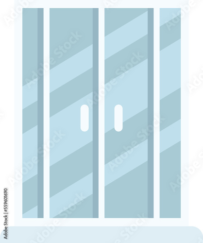 Washroom cabin icon flat vector. Shower stall. Glass door isolated