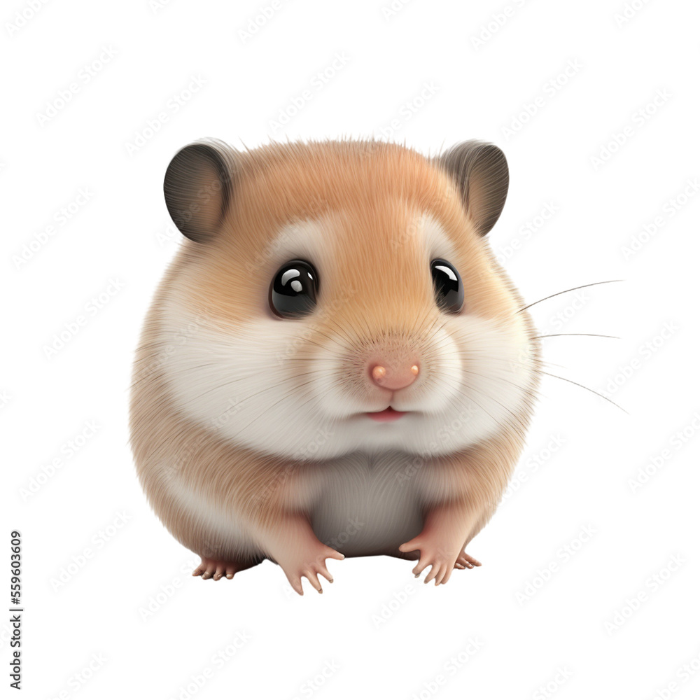 cute baby hamster pet, isolated, png