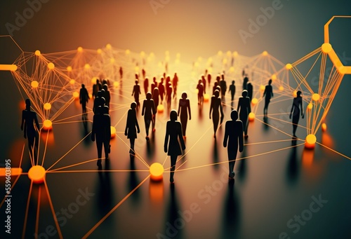 social network connection concept, community generativce ai illustration photo