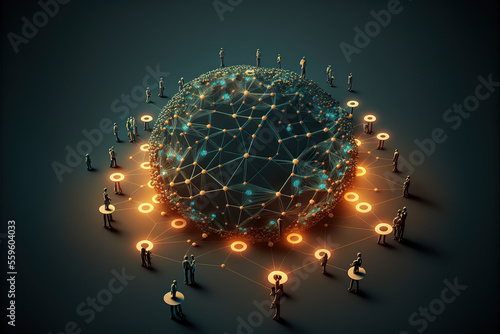 social network connection concept, community generativce ai illustration photo