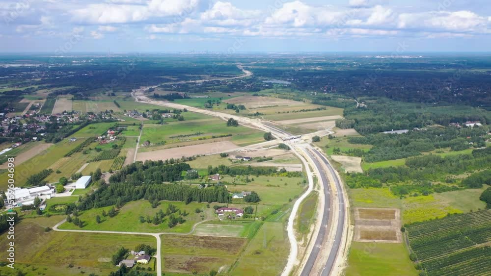 Building site of S7 road in Poland, part of European route E77 in Ruda village near Tarczyn, Poland Building site of S7 road in Poland, part of European route E77 in Ruda village near Tarczyn, Poland