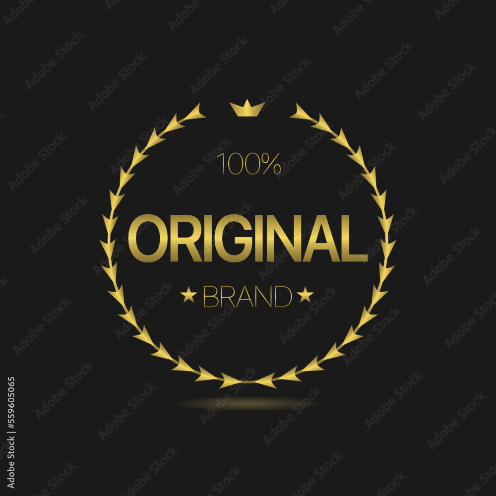 Original brand vector laurel wreath golden label