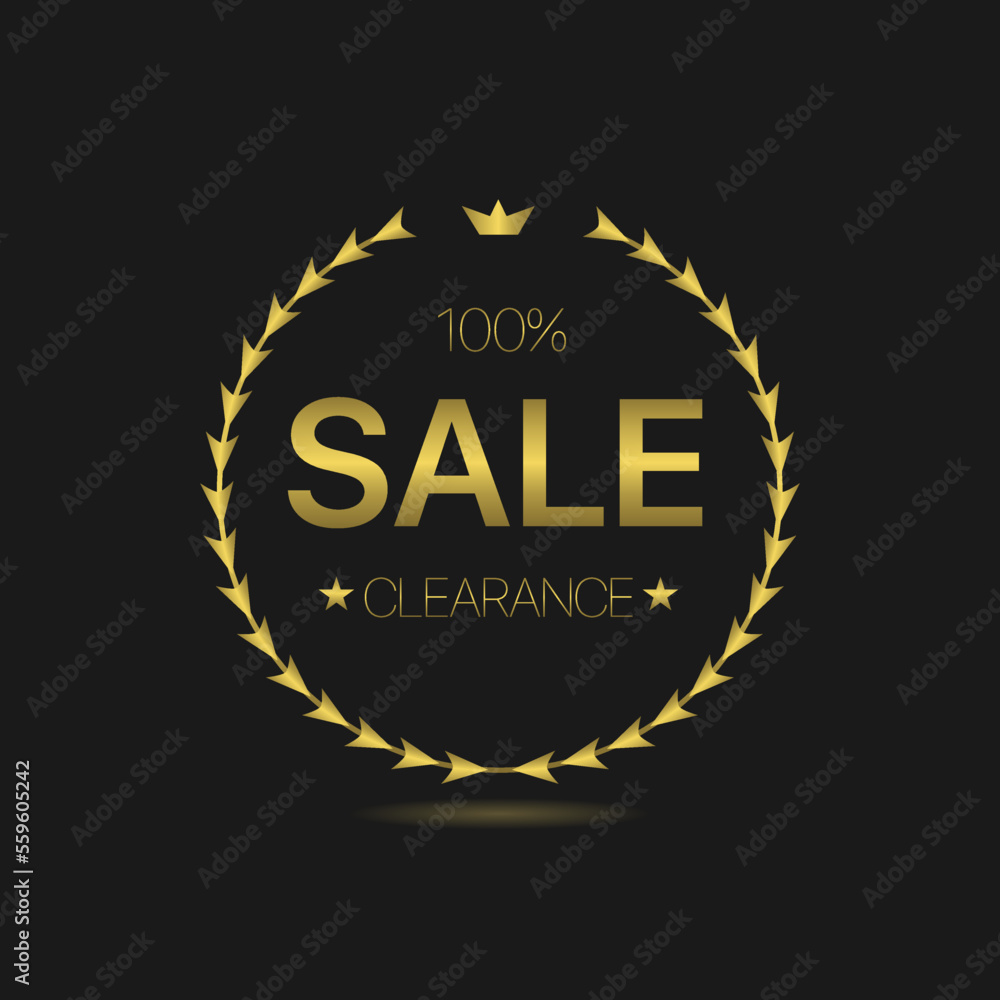 Sale clearance Golden laurel wreath vector label Sale clearance Golden laurel wreath vector label