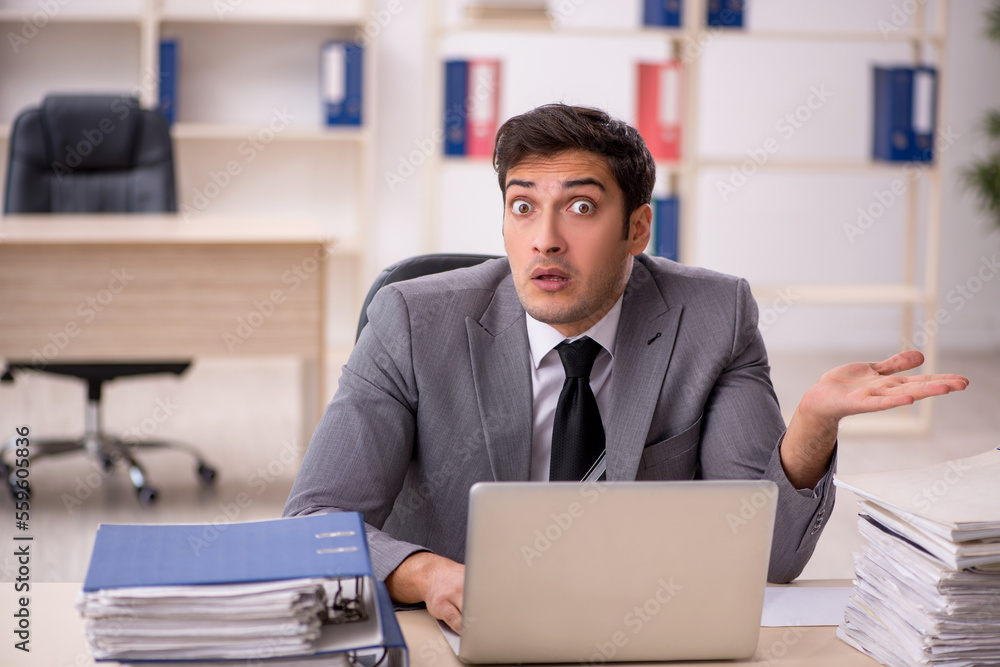 Young male employee working in the office Young male employee working in the office