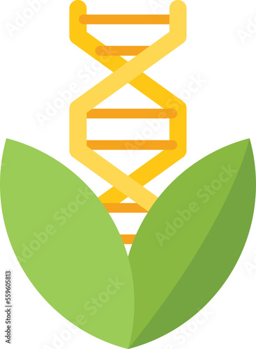 Dna plant icon flat vector. Gmo food. Gene biology isolated