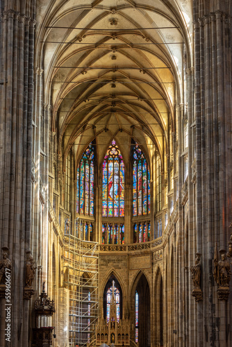 Groin vaults in the central nave of St. Vitus Cathedral in Prague