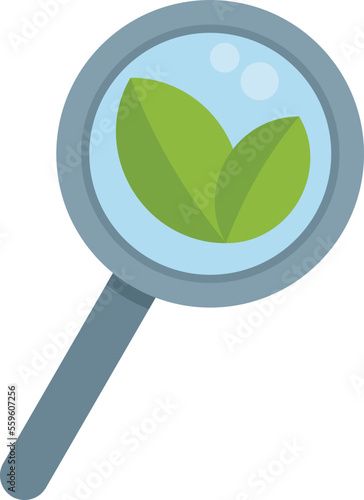 Search gmo plant icon flat vector. Agriculture food. Medicine biology isolated
