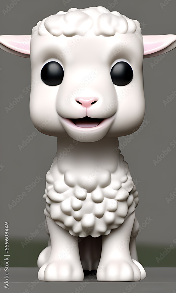 Generative Ai cute and adorable 3d lamb character Generative Ai cute and adorable 3d lamb character