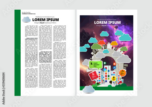 Brochure, ebook or presentation mockup ready for use, vector illustration easy to editable