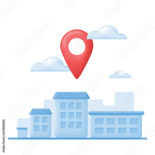 Navigation Icon pin location checking in city. Locator position point Symbol. 3d delivery or traveling Vector Illustration isolated on white background.