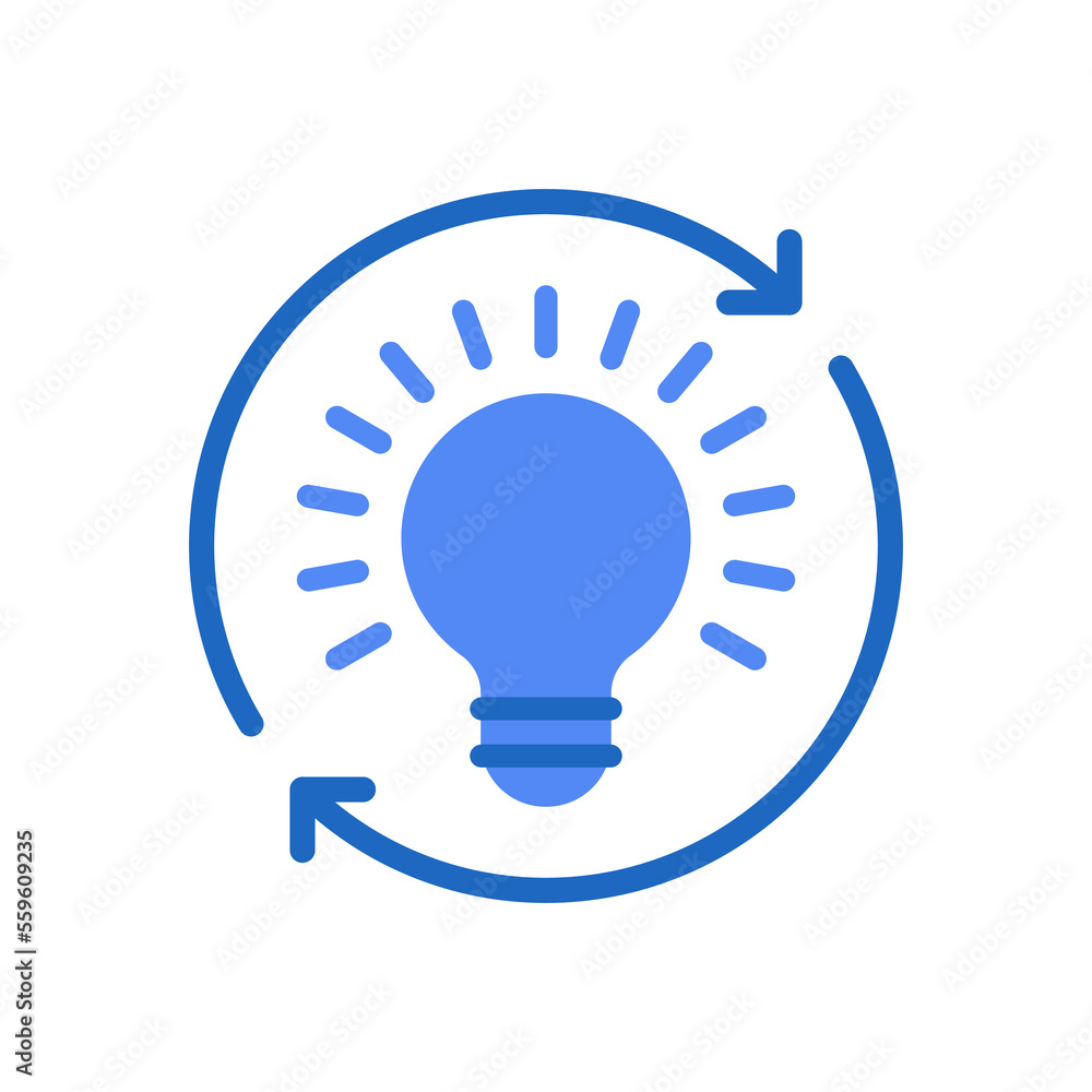 insight or easy solution icon with blue light bulb insight or easy solution icon with blue light bulb