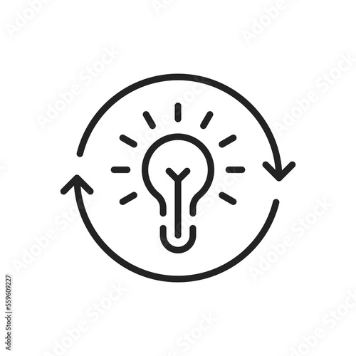 thin line light bulb and arrow like innovation