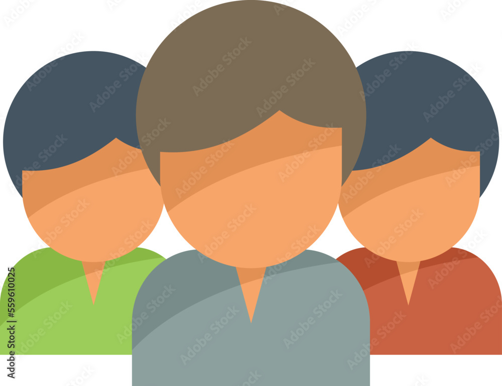 Fototapeta premium Group work icon flat vector. Business person. Online computer isolated