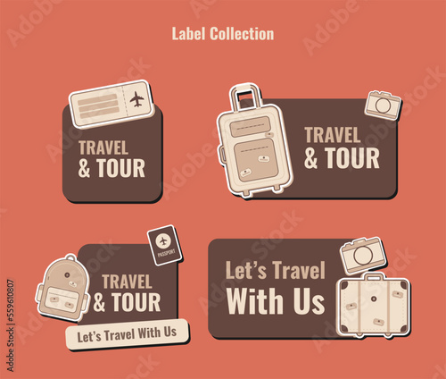 Travel Sale Label Collection Template for Social Media or Print Media. Suitable to use on any event.
