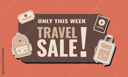 Travel Sale Label Collection Template for Social Media or Print Media. Suitable to use on any event.