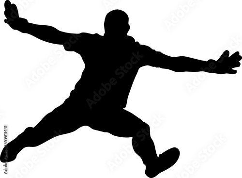 Sombra de portero atajando un gol. ilustración vectorial. sin fondo.  photo