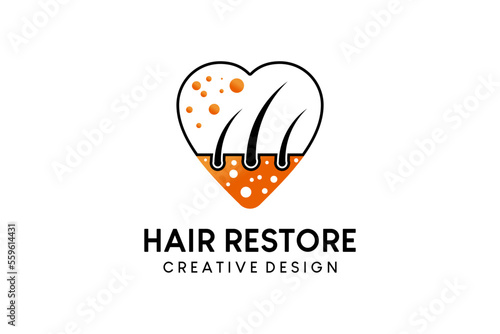 Hair growth logo design with creative love concept