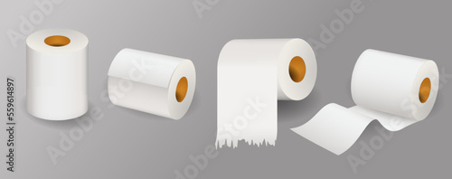 set of realistic toilet paper roll for bathroom. eps vector