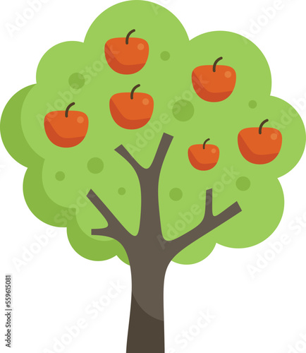 Apple tree icon flat vector. Plant bush. Different harvest isolated