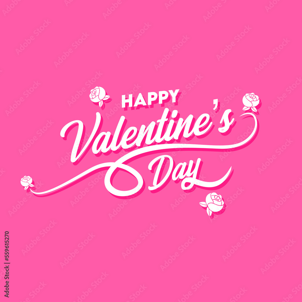 text happy valentines day typography, in pink background