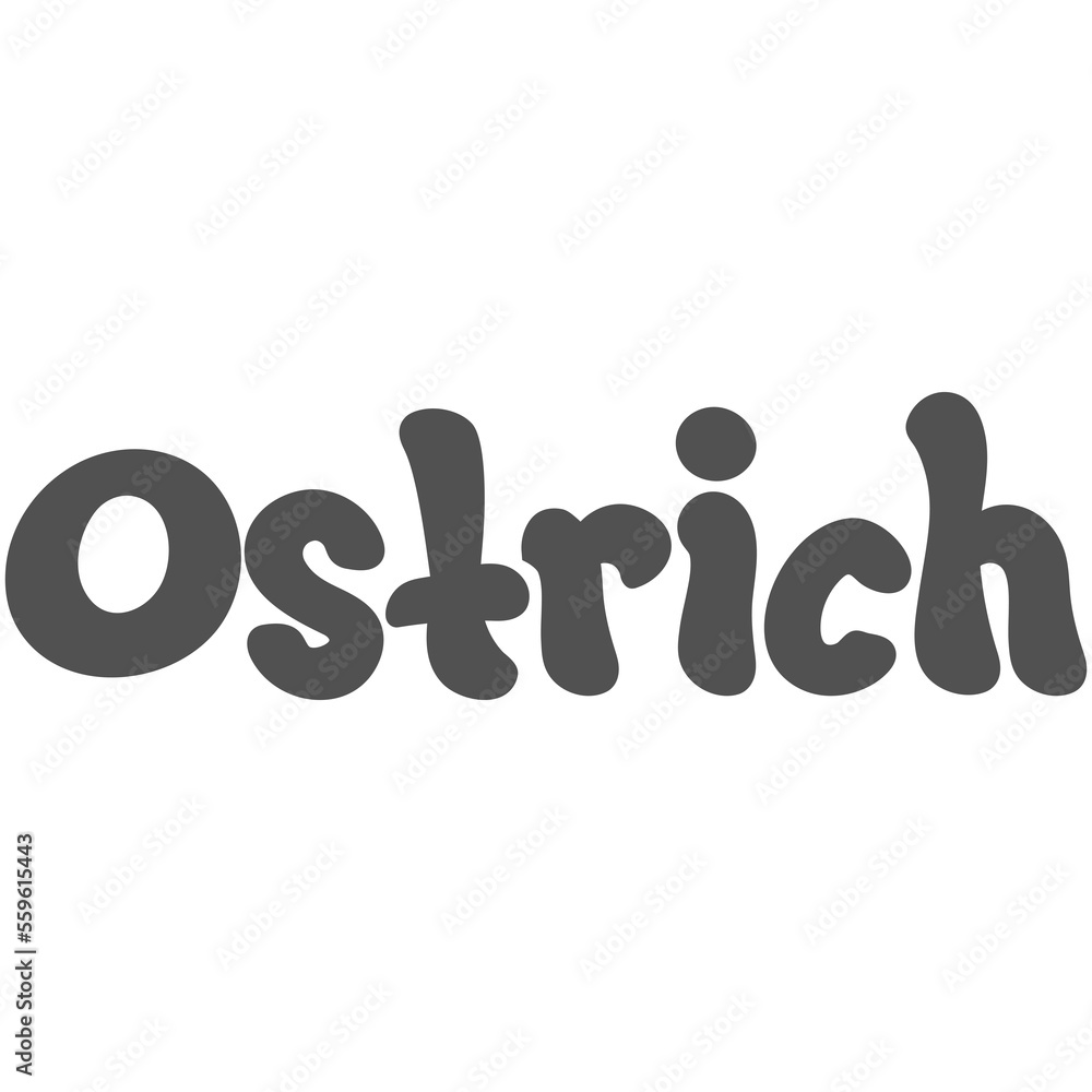 Ostrich Bird Name Lettering Concept on Transparent Background Ostrich Bird Name Lettering Concept on Transparent Background