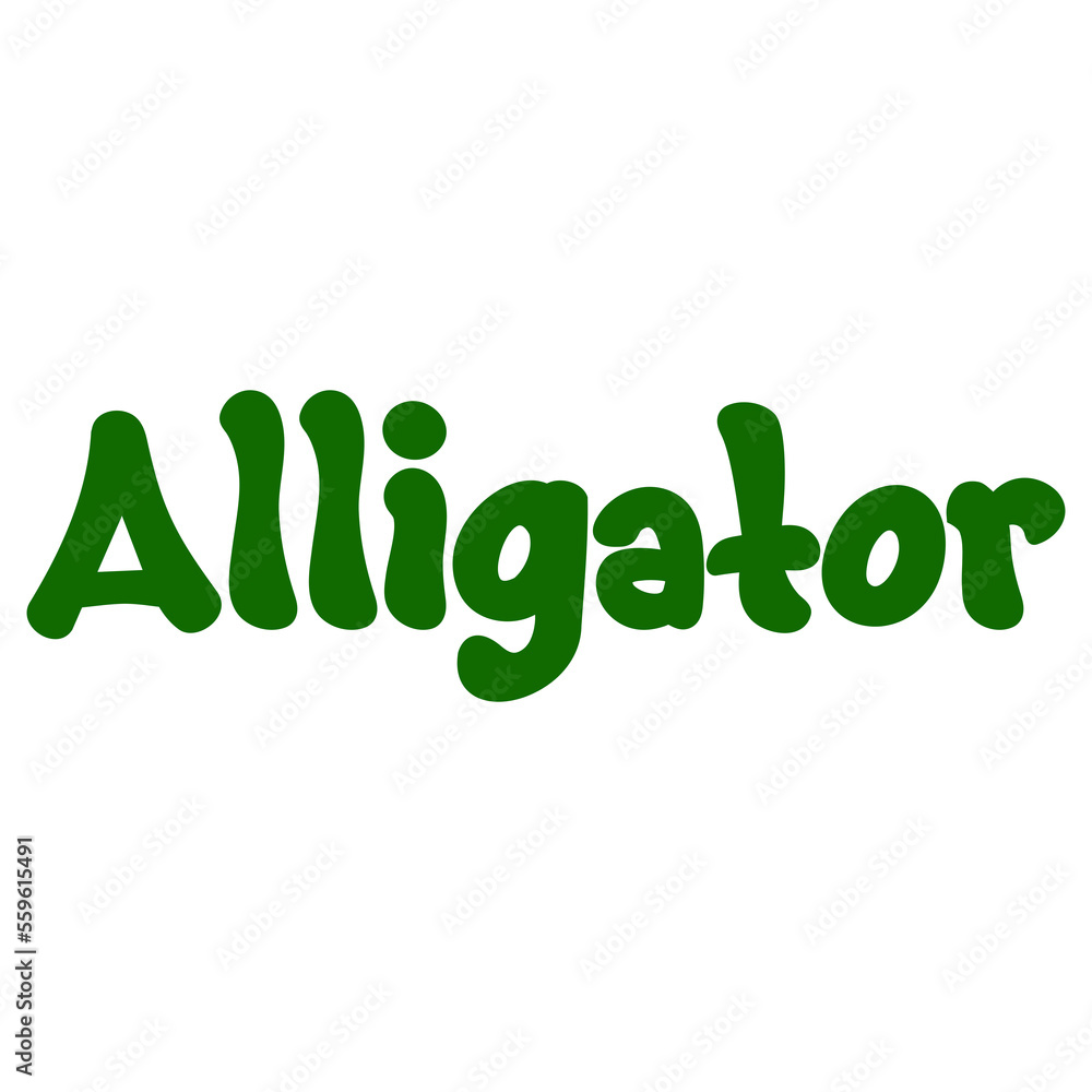 Alligator Animal Name Lettering Concept on Transparent Background Alligator Animal Name Lettering Concept on Transparent Background