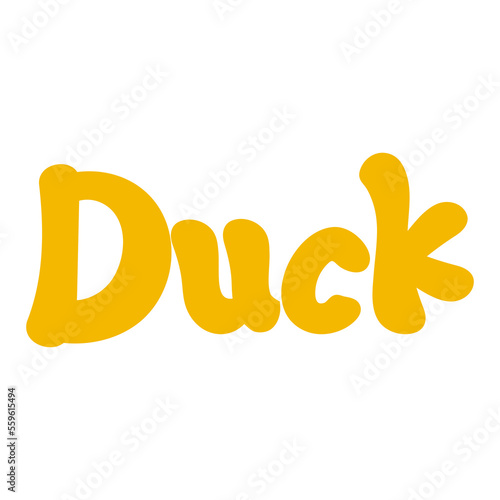 Duck bird Name Lettering Concept on Transparent Background