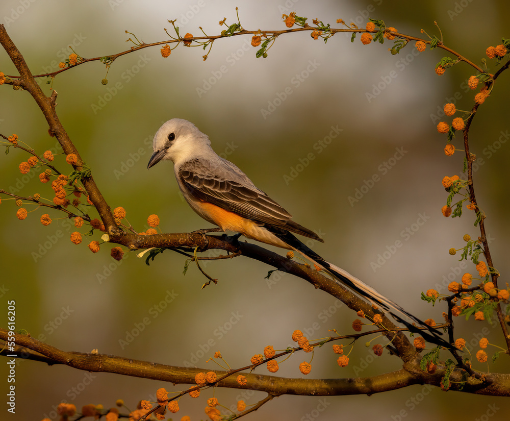 Scissor Tailed Flycatcher on tree branch