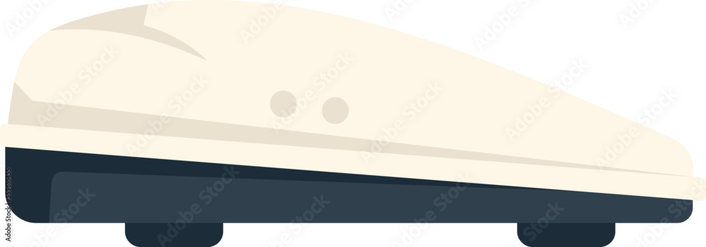 Fototapeta premium Car drive roof box icon flat vector. Travel trunk. Road trip isolated