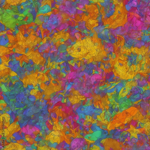 seamless pattern with fishes, ai