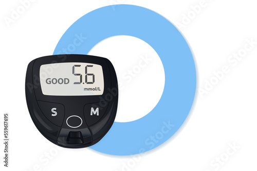 Blood glucometer, vector drawing. A concept for proper insulin therapy for diabetic patients
