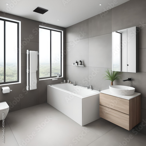 Designer Bathroom Concept. Generative AI