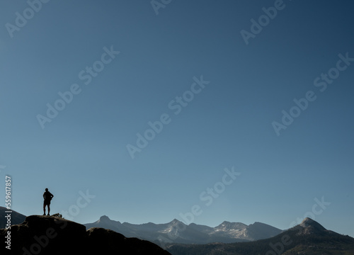 Silhouette of Hiker Standing at Yosemite Point
