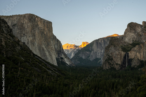 Sunset Light Fades Over Half Dome from Tunnel View