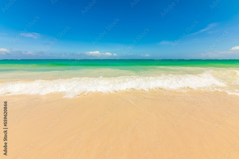 beautiful seascape, view from the ocean on a sunny day.