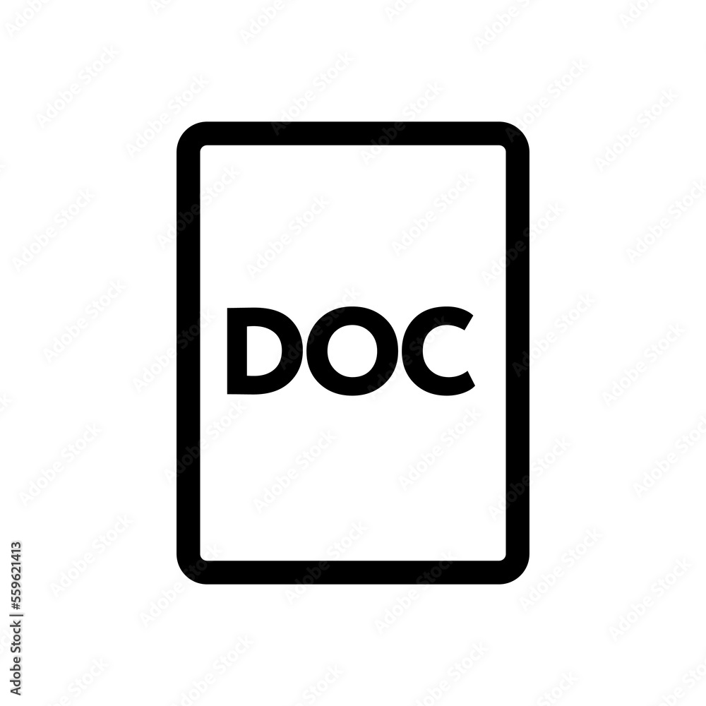 Doc file icon line isolated on white background. Black flat thin icon on modern outline style. Linear symbol and editable stroke. Simple and pixel perfect stroke vector illustration. Doc file icon line isolated on white background. Black flat thin icon on modern outline style. Linear symbol and editable stroke. Simple and pixel perfect stroke vector illustration.
