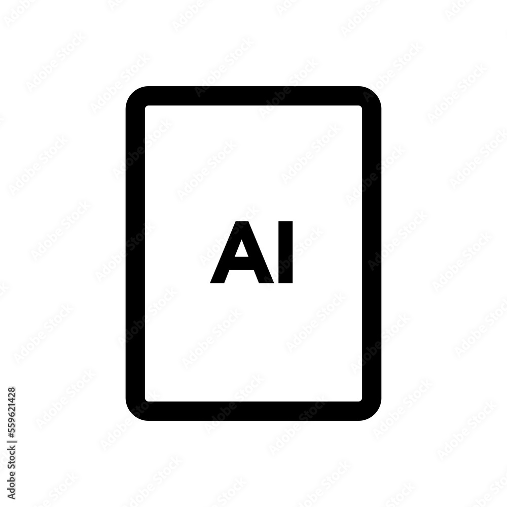 AI file icon line isolated on white background. Black flat thin icon on modern outline style. Linear symbol and editable stroke. Simple and pixel perfect stroke vector illustration. AI file icon line isolated on white background. Black flat thin icon on modern outline style. Linear symbol and editable stroke. Simple and pixel perfect stroke vector illustration.