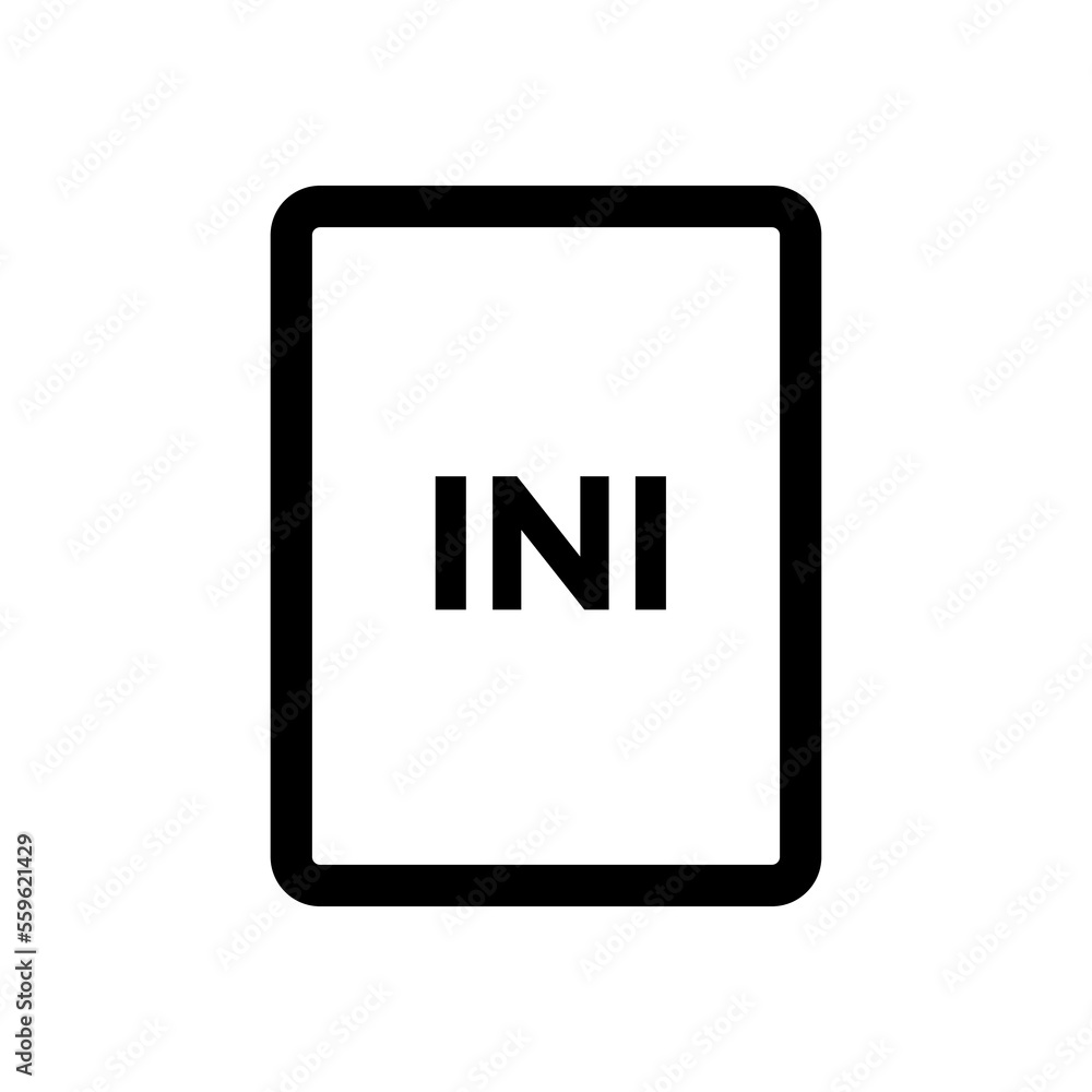 INI file icon line isolated on white background. Black flat thin icon on modern outline style. Linear symbol and editable stroke. Simple and pixel perfect stroke vector illustration. INI file icon line isolated on white background. Black flat thin icon on modern outline style. Linear symbol and editable stroke. Simple and pixel perfect stroke vector illustration.